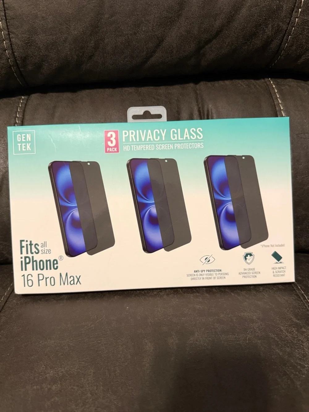 Privacy Glass Screen Protector for iPhone 16 Pro Max - Black (3 Pack)